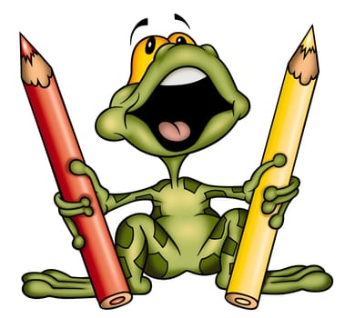 Frog 01 - High detailed illustration - Frog with crayons
