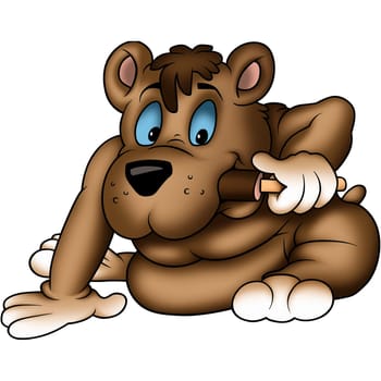 Teddy Bear 16 and ice lolly - High detailed and coloured illustration