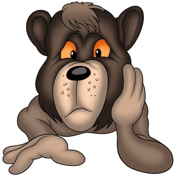 Teddy Bear 30 - High detailed and coloured illustration - Thoughtful bear