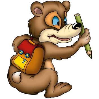 Teddy Bear 01 pupil - High detailed and coloured illustration - Bear in school