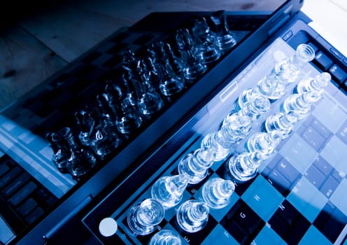 Chess - a game for two people that is played on a board with 64 black and white squares called a chessboard.