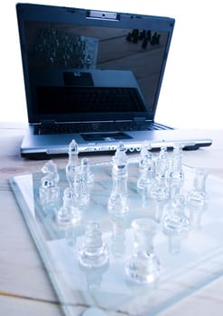 Chess - a game for two people that is played on a board with 64 black and white squares called a chessboard.
