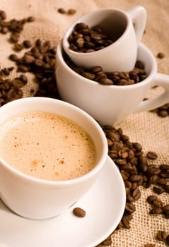 coffee, cups and coffee-beans