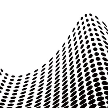 Abstract halftone wave in black and white - vector