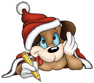 Christmas and Puppy Dog - Highly detailed and coloured vector cartoons illustration