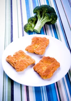 Soya cutlets & broccoli colorful background