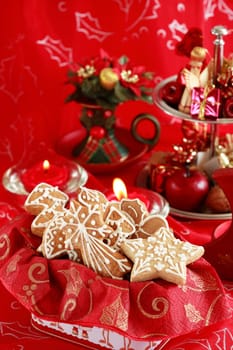 Christmas still life in red tone