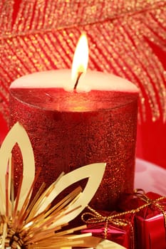 Christmas candles in red tone