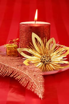 Christmas candles in red tone