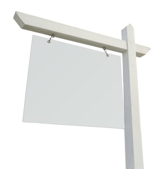 Blank Real Estate Sign Isolated on a White Background - ready for your message and your own background as well.
