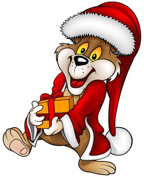 Santa Bear and Gift - Highly detailed vector cartoon illustration