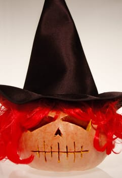 Redhead pumpkin with witch's hat