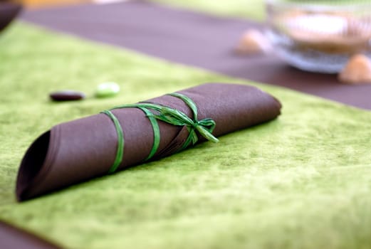 towel during the wedding, close up of a part of a table