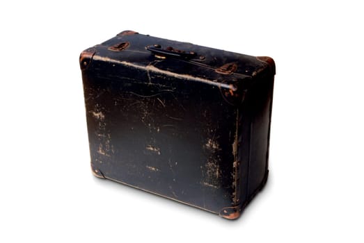 old black suitcase isolated on white background