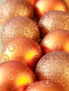 Christmas balls in golden and red tone