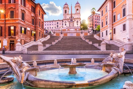 Fountain of the Boat in front of the Spanish Steps, Rome, Italy.