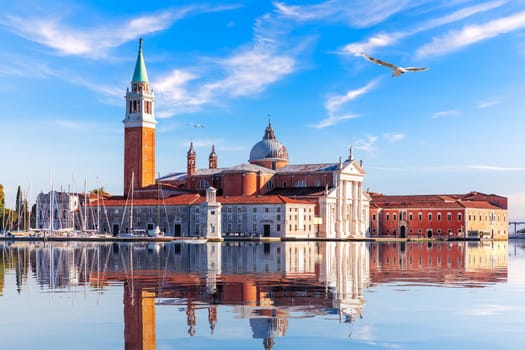 Famous San Giorgio Maggiore Island and its reflection, Venice, Italy.