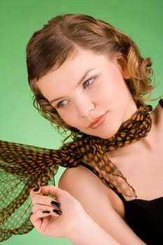 a glamorous girl in the evening dress