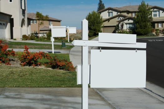 Blank Real Estate Signs in a Row - Ready for your own message.