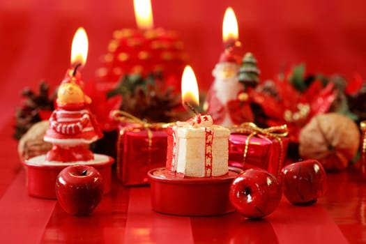 Christmas still life in red tone