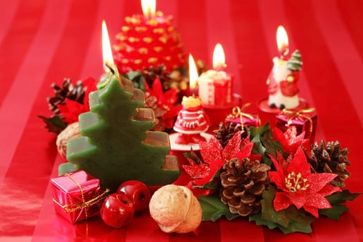 Christmas still life in red tone