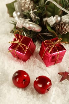 Christmas presents on the snow