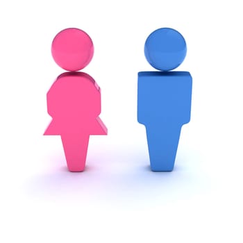 A 3d symbol of a couple (Bathroom signs, Heterosexual couple, Gender, etc)