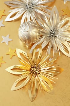 Christmas background in golden and silver tone
