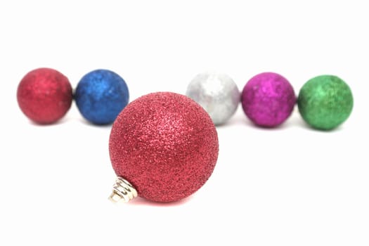Many New Year's toys on a white background