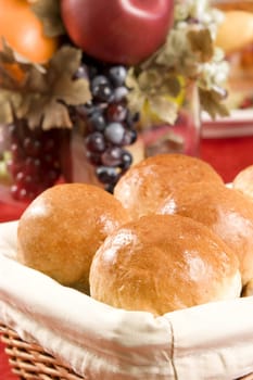 Dinner rolls in a basket
