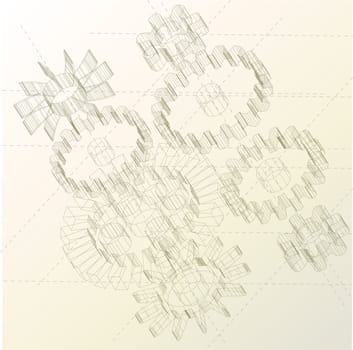 A gears  background. Some Technical drawing to illustrate an heavy hi tech situation or a retro machinery