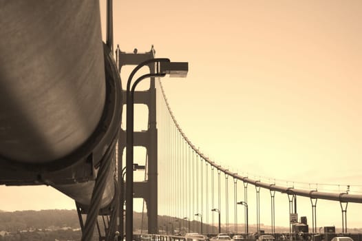 Close-up of the large Cable connecting the Golden Gate Bridge.