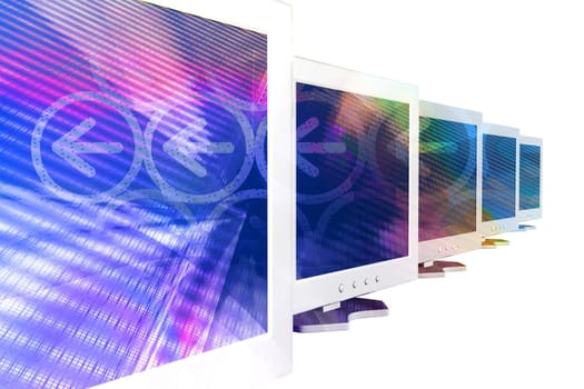 3d illustration of Laptop computer network with - techno concept