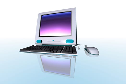 3d render illustration of desktop computer - technology concept