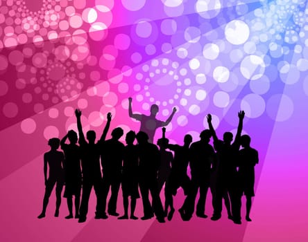 People dancing - disco atmosphere with dancing crowd silhouettes