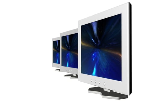 3d illustration of Laptop computer network with - techno concept