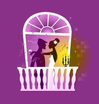 Vector illustration of Couple celebrating romantic dinner