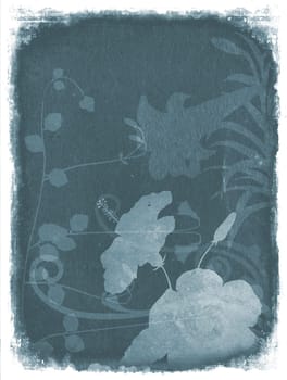Grunge background with floral elements