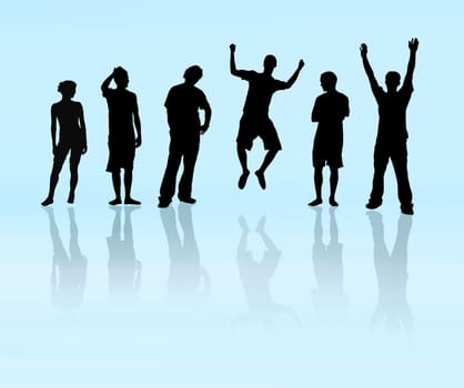 Active people silhouette - team concept