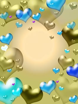 Illustration of golden hearts - valentine card background