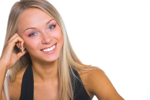 The blonde with grey eyes