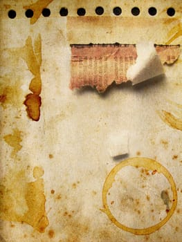 Grunge background in sepia tone with stains and markings
