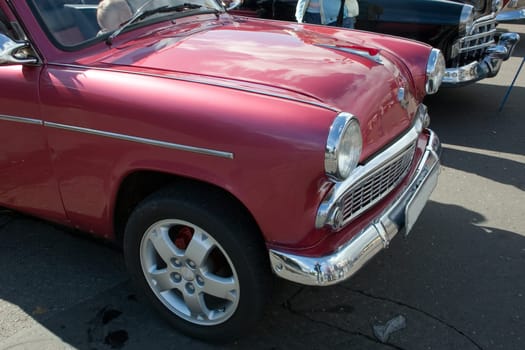 part of basket of old car on an exhibition retro techniques in Moscow, Russia