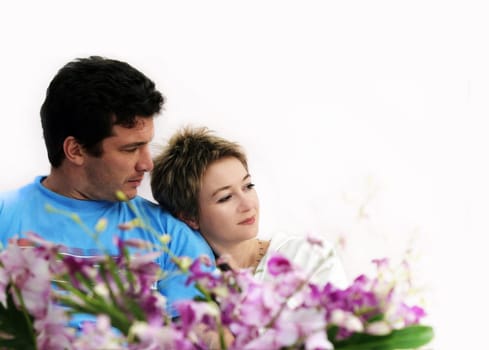Sweet couple with flowers