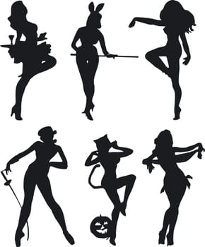 Illustration of sexy woman silhouettes