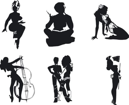 Illustration of sexy woman silhouettes