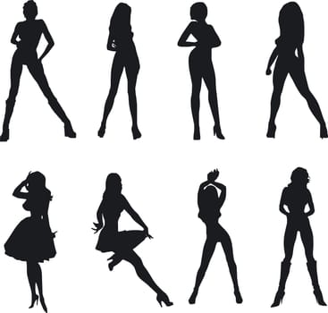 Illustration of sexy woman silhouettes