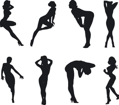 Illustration of sexy woman silhouettes