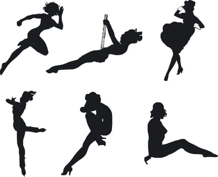 Illustration of sexy woman silhouettes