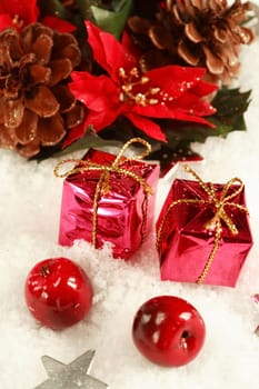 Christmas presents on the snow